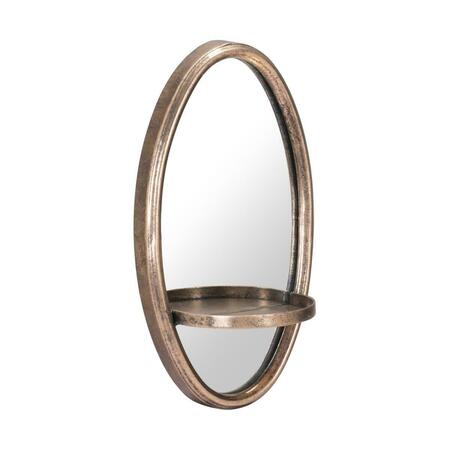 GFANCY FIXTURES Antiqued Oval Mirror with Petite Shelf, Gold GF3665953